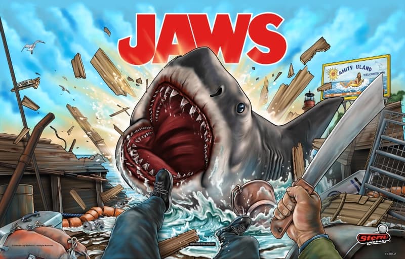 JAWS Premium pinball machine artwork